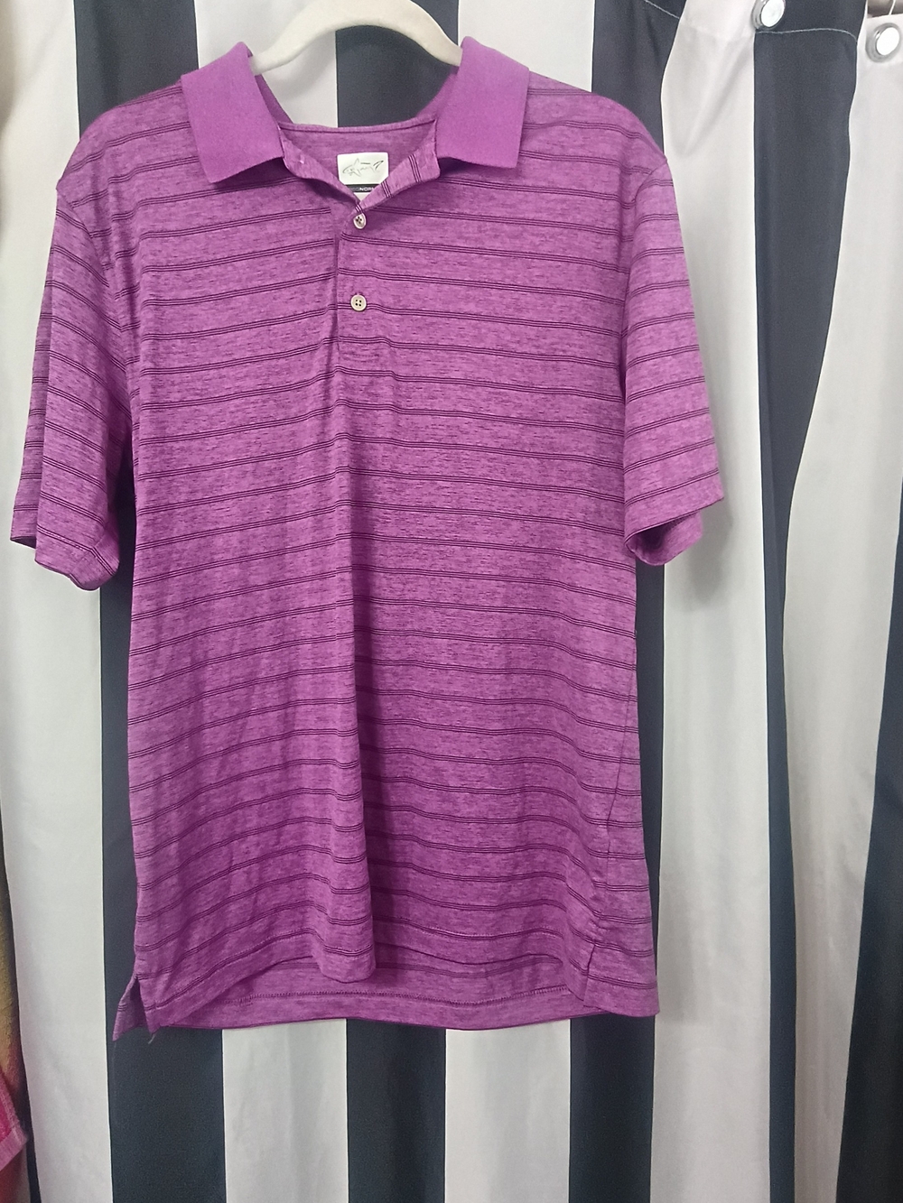 Greg Norman Collection Purple Striped Polo